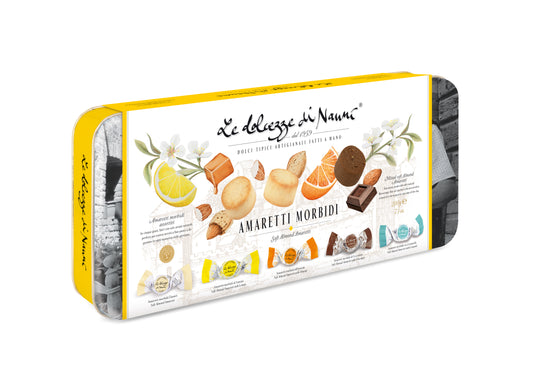 PRE-ORDER ONLY: Amaretti Morbidi Soft Biscotti - Assorted Tin by Nanni: Tuscany, 7 oz (200 g), 4/CS *349* **NEW LOWER PRICE**