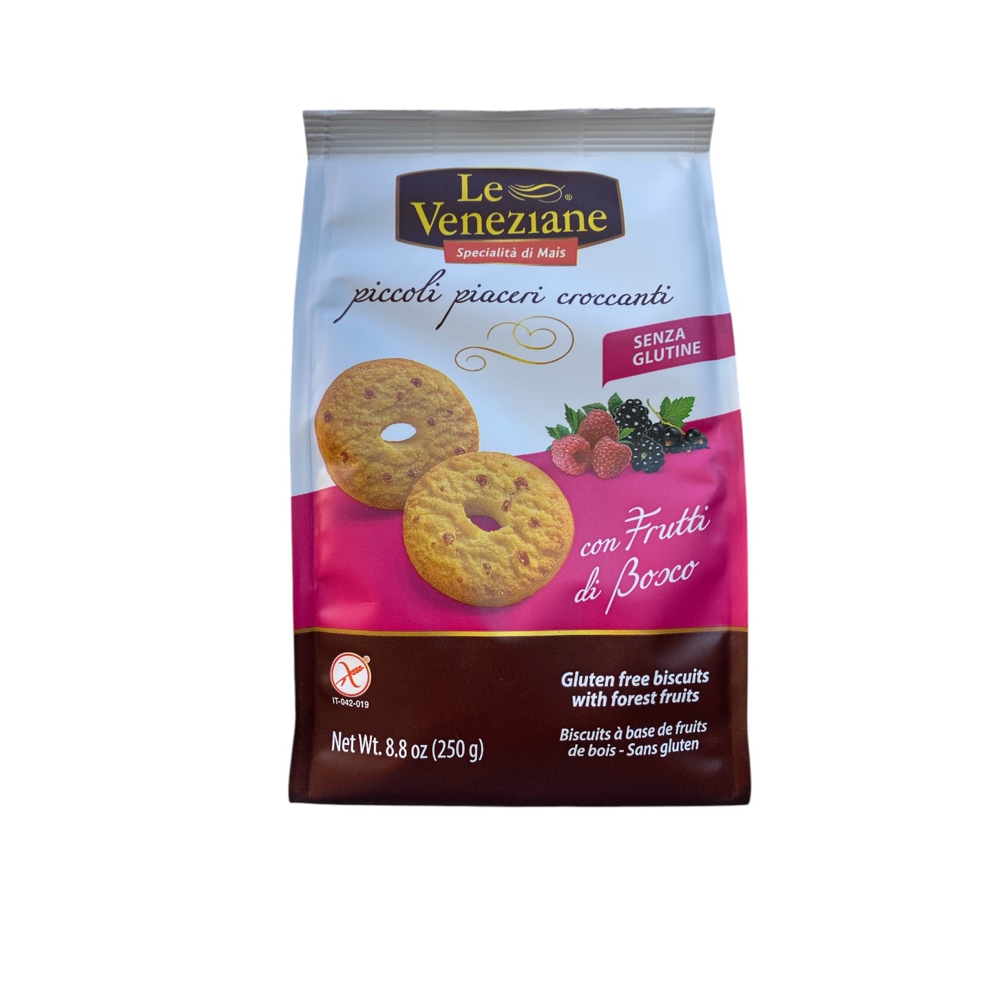 NEW! Gluten-Free Cookies - Mixed Berries by Le Veneziane, 8.8 oz. (250gr) 9/CS