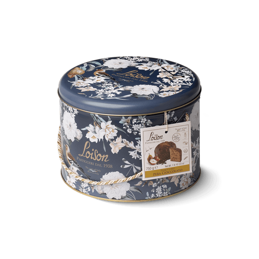WHOLESALE PRE-ORDER ONLY Panettone Pear & Chocolate, Round Tin - Latta Line by Loison, 26.5 OZ, 6/CS *9070*