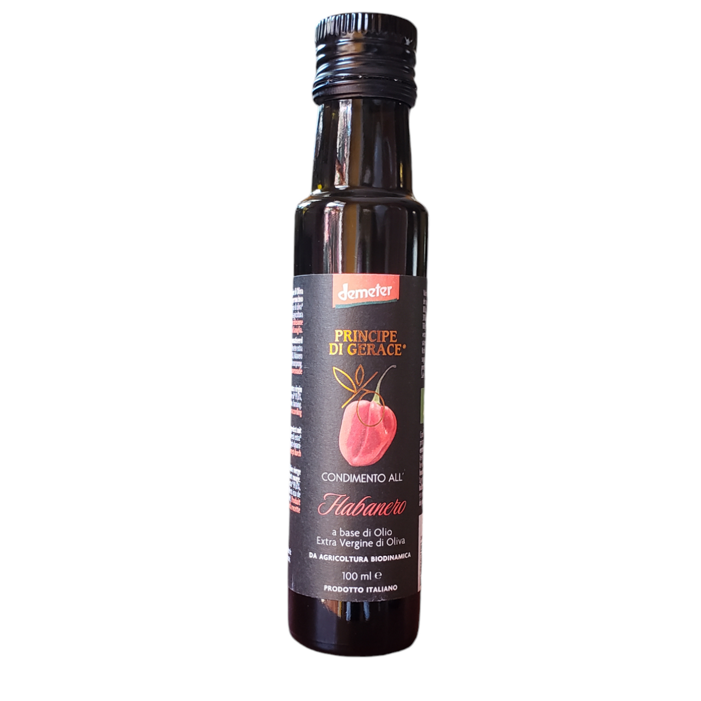 *SPECIAL* 2023/2024 CROP* NEW! Infused Extra Virgin Olive Oil with Habanero Chili, Organic, Biodynamic, Demeter by Principe di Gerace, 3.5 fl oz, (9/CS)