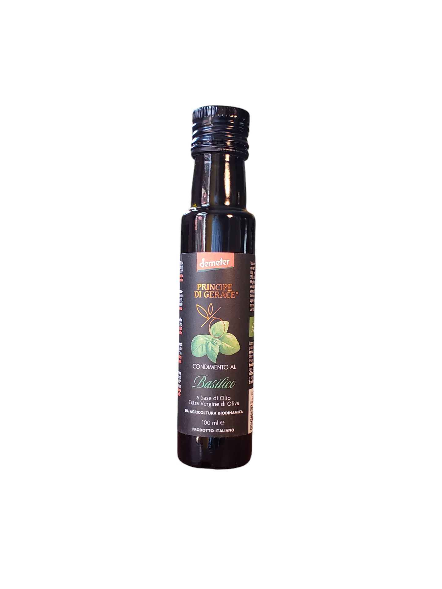 *SPECIAL* 2023/2024 CROP* NEW! Infused Extra Virgin Olive Oil with Basil, Organic, Biodynamic, Demeter by Principe di Gerace, 3.5 fl oz, (9/CS)