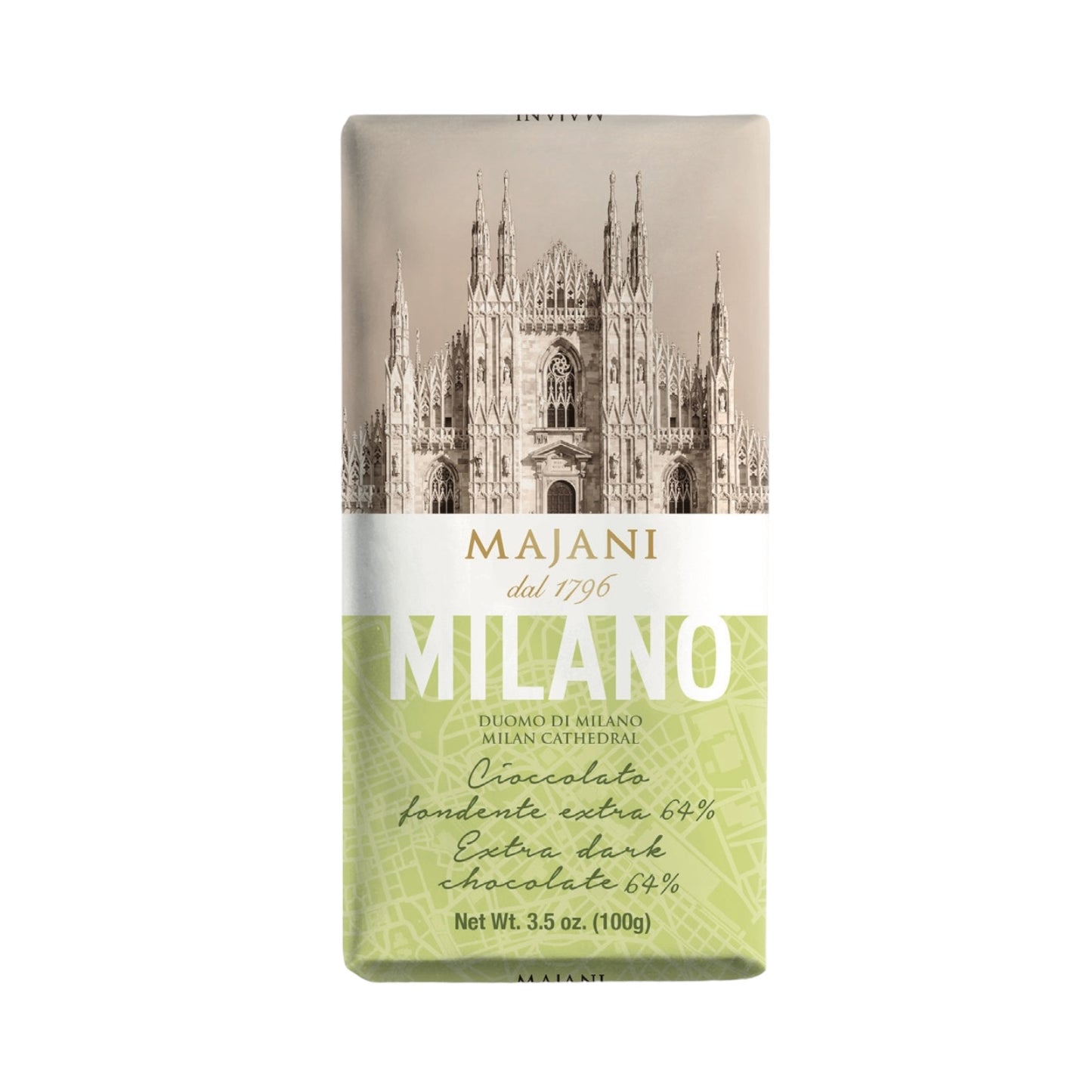 NEW! Milano Dark (64%) Chocolate Bar by Majani, 3.5 oz (100 g), 32/CS *0571*