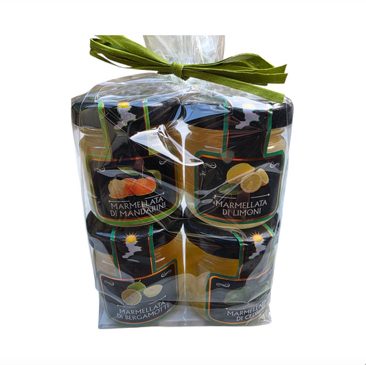 NEW! Citrus Mini-Jam Sampler- 4 PK, Tangerine, Bergamot, Lemon, Citron by Paradiso dei Golosi, 1.4 oz each, 10/CS