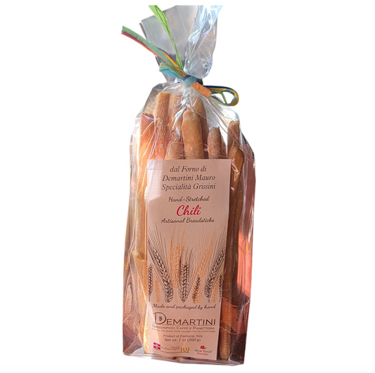 NEW! Chili Grissini Handmade Breadsticks by Demartini, 7.5 oz., 15/CS  *FRAGILE WHEN SHIPPING*