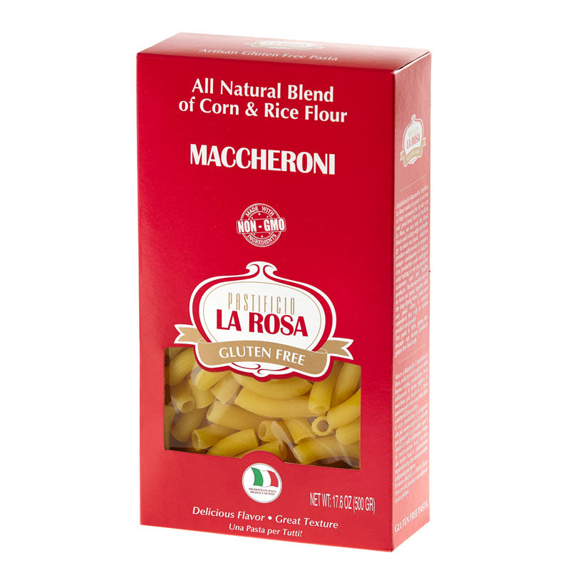 Maccheroni Gluten Free Corn & Rice Pasta by La Rosa, 1.1 lb, 10/CS