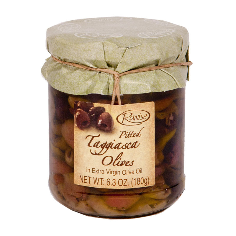 Taggiasca Olives (Pitted) in Olive Oil by Ranise, 6.3 oz, 12/CS