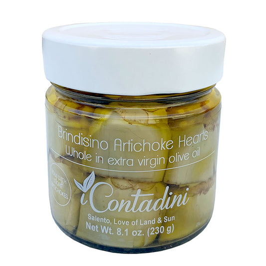 Brindisino Artichoke Hearts: Whole in Extra Virgin Olive Oil by I Contadini, 8.1 oz., 6/CS