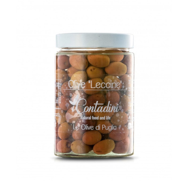 NEW! "Leccine" Red Olives in Brine by I Contadini: 19.6 oz, 6/CS