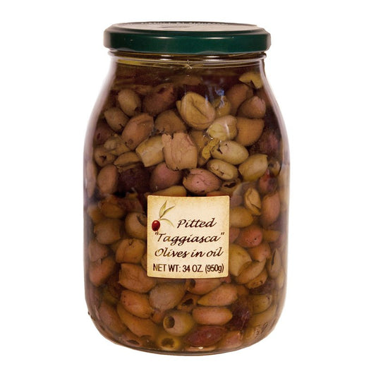 Taggiasca Olives (Pitted) in Olive Oil by Ranise: Bulk, 34 oz Net Wt, 6/CS